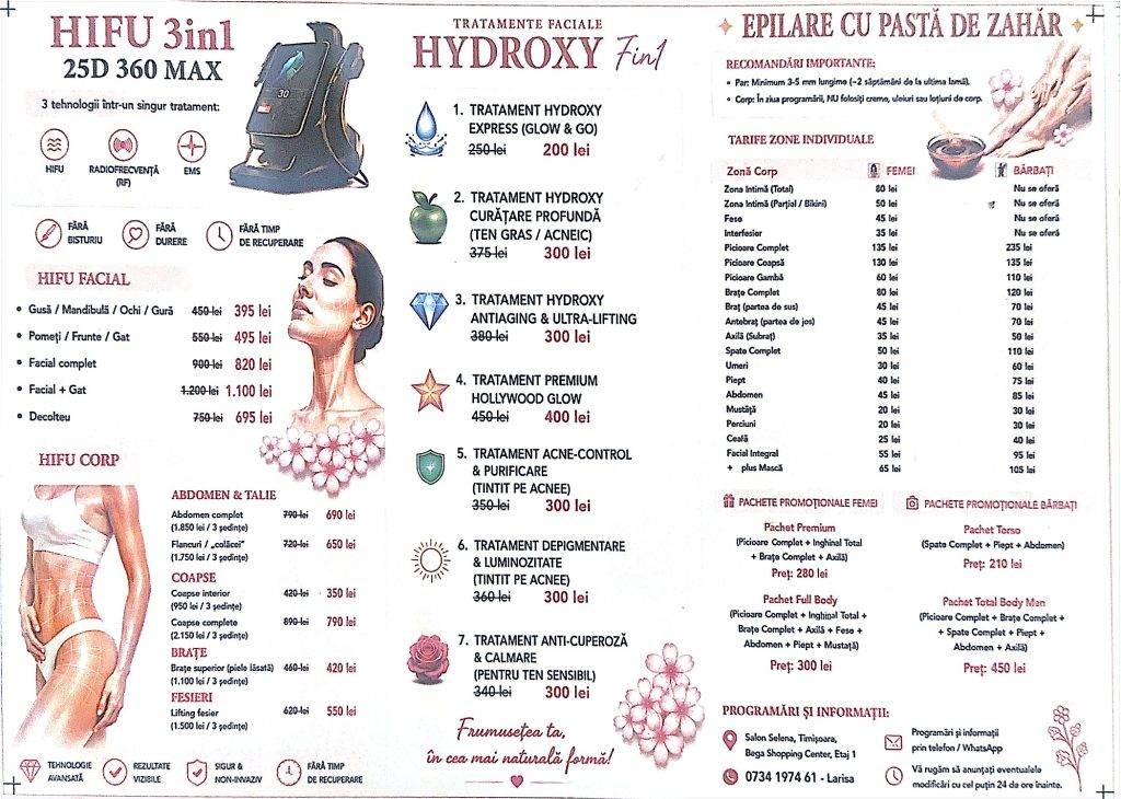 Servicii HIFU Salon Selena